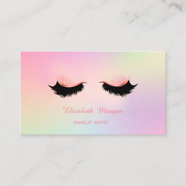 Carte De Visite Artiste maquillage, Holographe Faux Lashes (Devant)