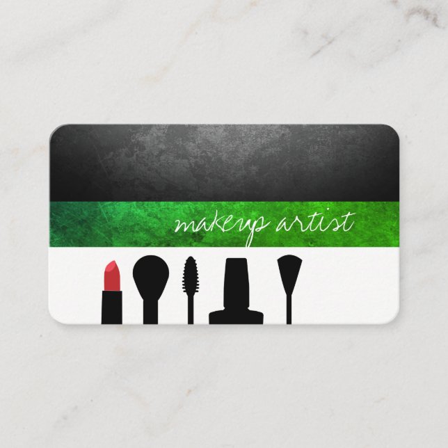Carte De Visite Artiste maquillage / Kit maquillage / Vert (Devant)