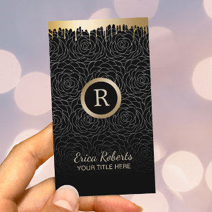 Carte De Visite Artiste maquillage Lecteurs d'or moderne Black Flo