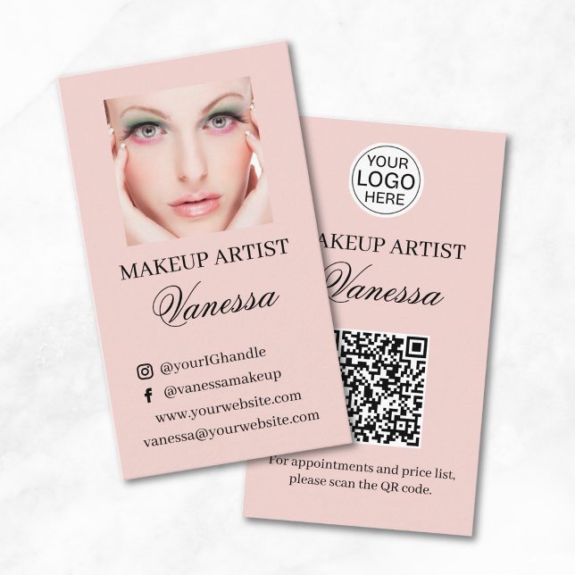 Carte de visite Artiste Maquillage Logo Script Ros (Créateur téléchargé)
