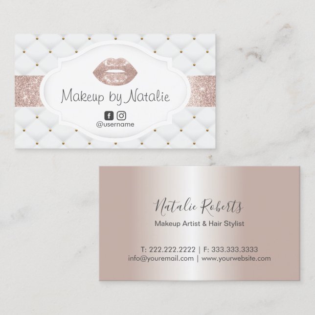 Carte De Visite Artiste maquillage Luxueux Rose Gold Lips Beauté S (Devant / Derrière)