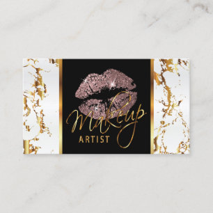 Carte De Visite Artiste maquillage - Marbre blanc Gold Accents & R