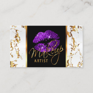 Carte De Visite Artiste maquillage - Marbre blanc Gold Accents & v