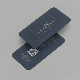 Carte De Visite Artiste maquillage moderne Monogramme bleu foncé S