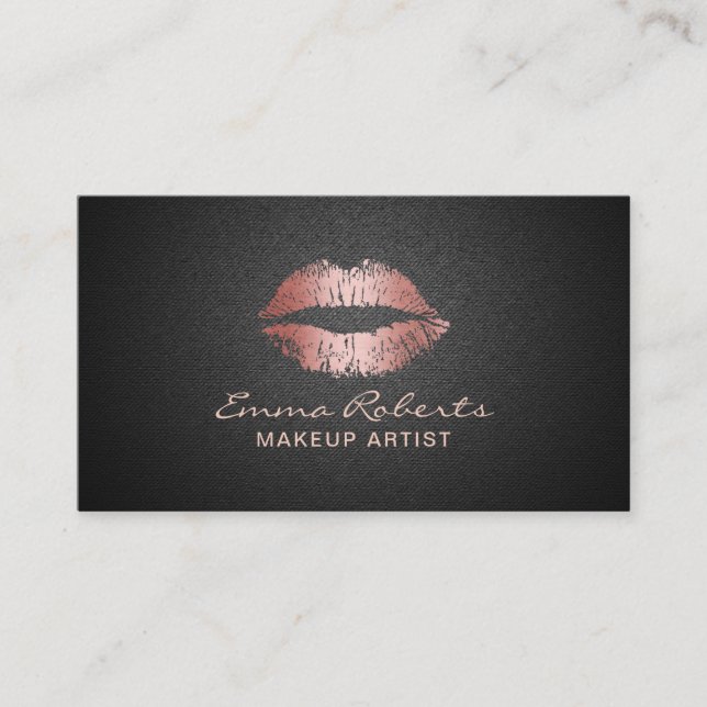 Carte De Visite Artiste maquillage Moderne Rose Lips or Élégant No (Devant)
