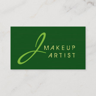 Carte De Visite Artiste maquillage monogramme Arrière - plan vert