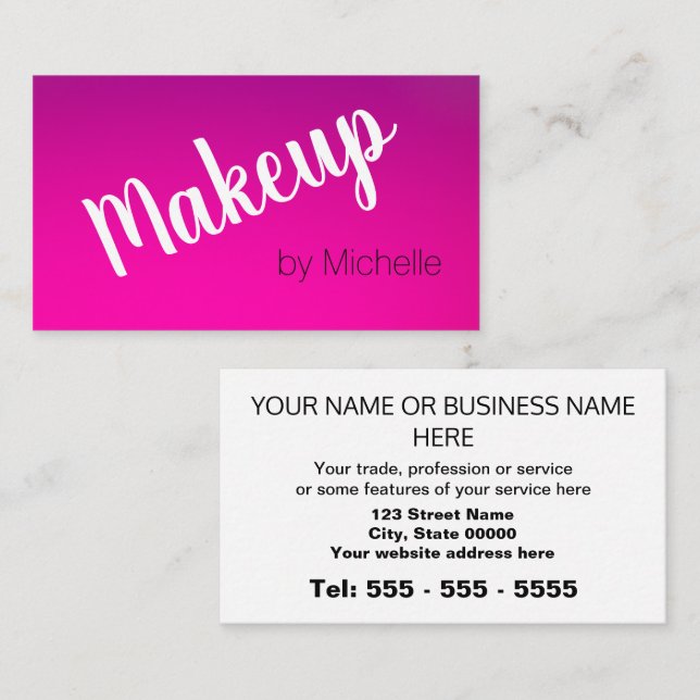 Carte De Visite Artiste maquillage simple Magenta Purple Shades (Devant / Derrière)
