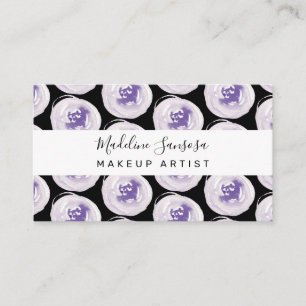 Carte De Visite Artiste Maquilleuse Aquarelle Papavéres Violets