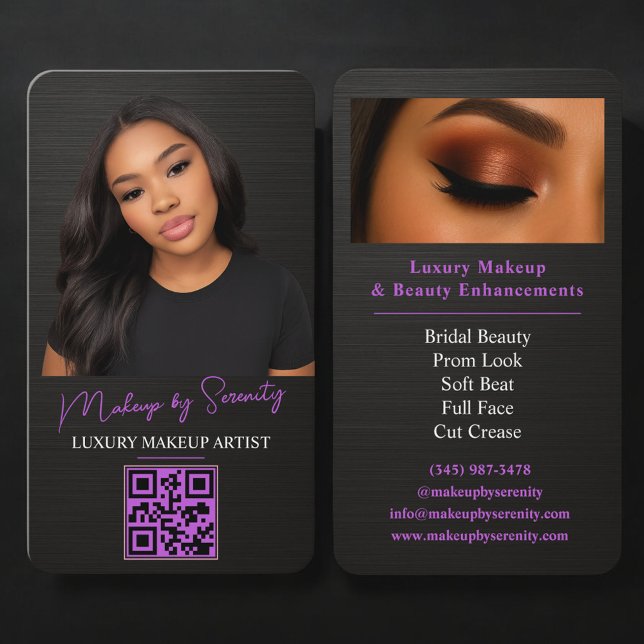Carte de visite Artiste Maquilleuse Code QR Beauté (Créateur téléchargé)