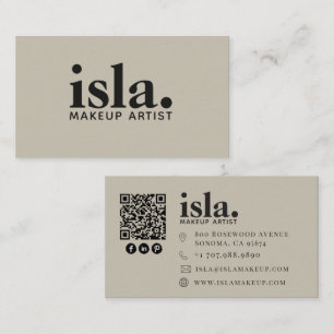 Carte De Visite Artiste Maquilleuse Code QR Minimaliste Moderne