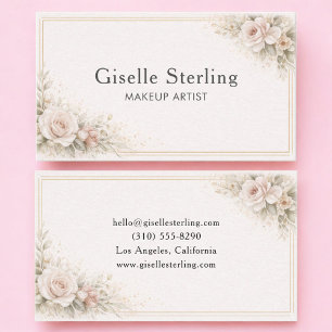 Carte De Visite Artiste Maquilleuse Floral Neutre Professionnel