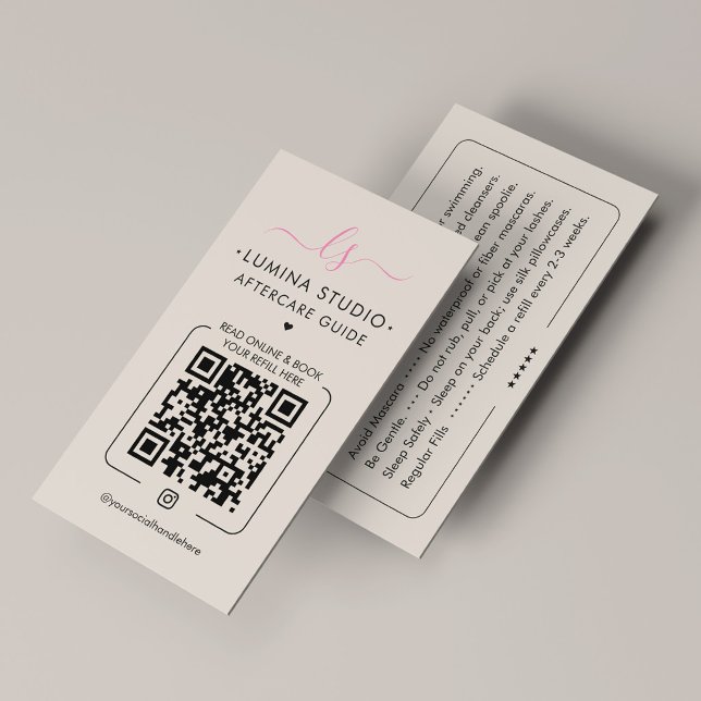 Carte De Visite Artiste Maquilleuse Technique de Cils Rose Sable A (Makeup Artist Lash Tech Pink Sand Aftercare Business Card
)