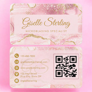 Carte De Visite Artiste Microblading Professionnel Code QR Agate O