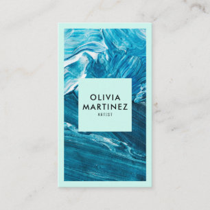 Carte De Visite Artiste minimaliste d'art abstrait vert menthe mod