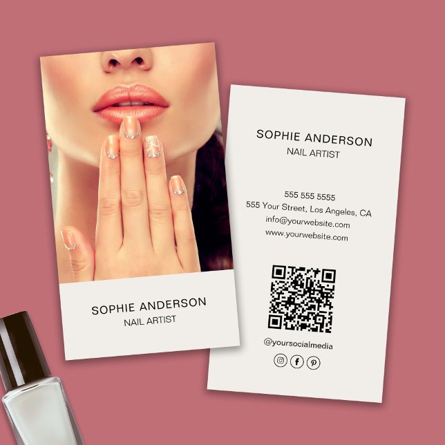 Carte De Visite Artiste minimaliste Moderne (Modern Minimalist Nail Artist Business Card)