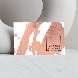 Carte De Visite Artiste moderne Abstrait Faux Rose Or Brushstrokie<br><div class="desc">Un logo carré simple contenant votre nom ou votre nom d'entreprise donne au modèle de carte de visite de l'artiste un avantage moderne. Customisez la carte en remplaçant les coups de pinceau par votre propre art ou photographie. Veuillez contacter le concepteur si vous avez besoin d'aide pour des noms plus...</div>