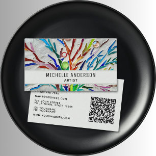 Carte De Visite Artiste moderne coloré QR Code
