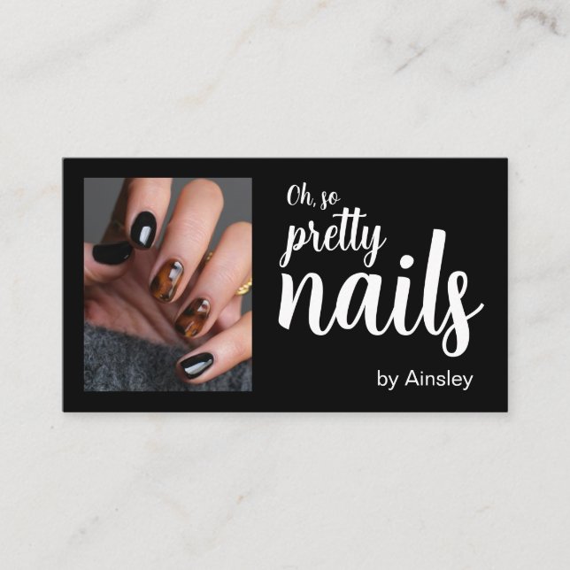 Carte De Visite Artiste Ongles Oh So Pretty Script Photo (Devant)