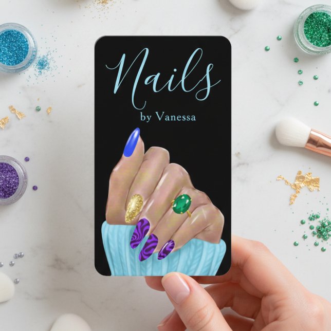 Carte De Visite Artiste Ongles Propre Code QR Technicien Ongles Mo (Créateur téléchargé)