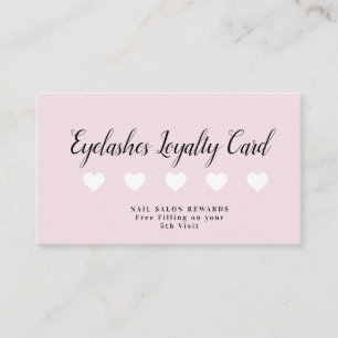 Carte De Visite Artiste Ongles Roses Récompense Loyauté Coeurs