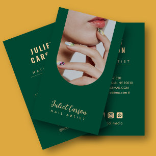 Carte De Visite Artiste Ongles Vert Émeraude Arche Photo Ongles Sa