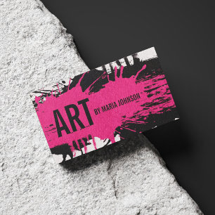 Carte De Visite Artiste Peintre Illustrateur Pink & Black Enk Spla