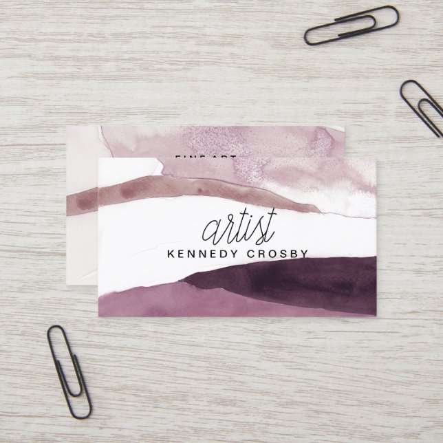 Carte de visite artiste peinture aquarelle (Devant/Arrière en situation)
