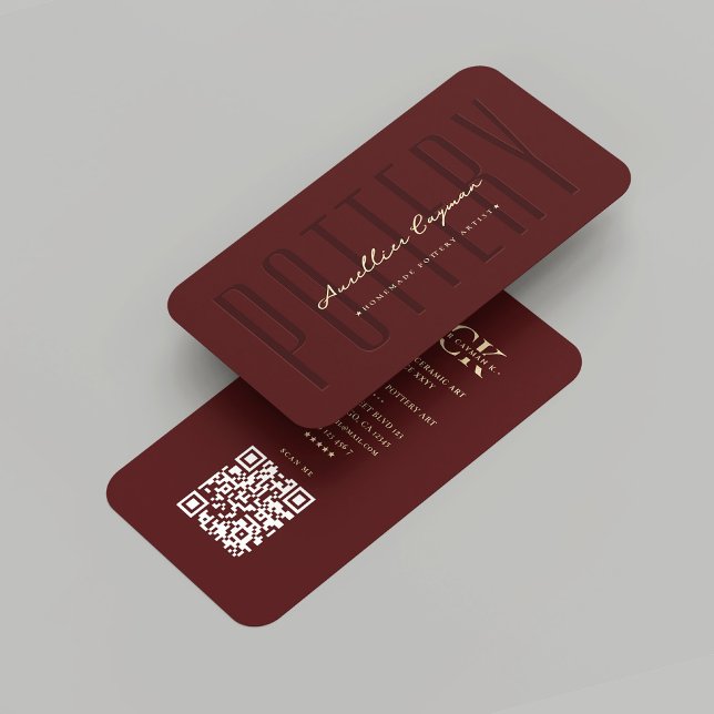 Carte De Visite Artiste poterie moderne Céramique Art Rouge Monogr (Modern Pottery Artist Ceramic Art Red Monogram Business Card
)