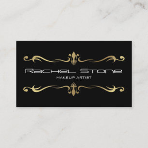 Carte De Visite Artiste professionnel du maquillage noir, Cosmetol