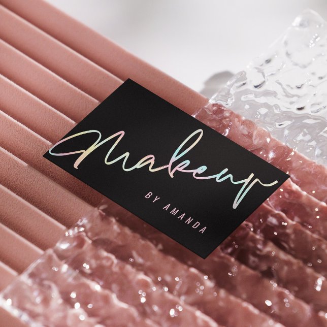 Carte De Visite Artiste professionnel moderne de maquillage noir (Créateur téléchargé)