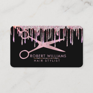 Carte De Visite Artiste Rose de maquillage de cheveux de ciseaux d