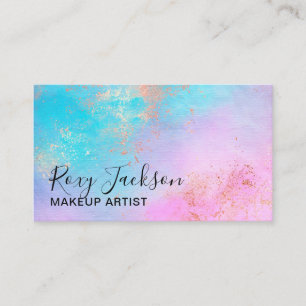 Carte De Visite Artiste rose moderne de maquillage d'aquarelle en 