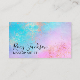 Carte De Visite Artiste rose moderne de maquillage d'aquarelle en 