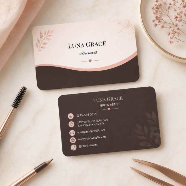 Carte De Visite Artiste Sourcils Blush Soft (Soft Blush Brow Artist Business Card
)