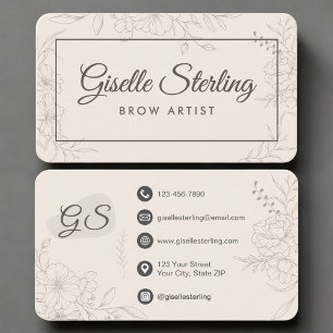 Carte De Visite Artiste Sourcils Floral Neutre