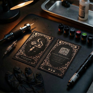 Carte De Visite Artiste Tatoueur de Luxe   Céleste Vintage