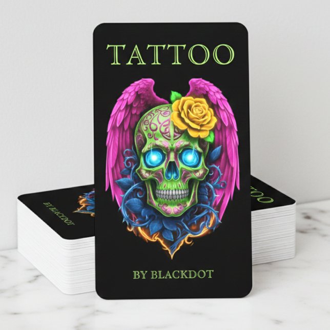 Carte De Visite Artiste Tatoueur Professionnel Code Qr Studio de T (Créateur téléchargé)