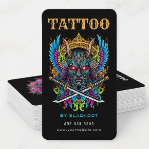 Carte De Visite Artiste Tatoueur Professionnel Masque de Démon Tat