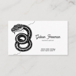 Carte De Visite Artiste unique de tatouage de serpent noir et blan
