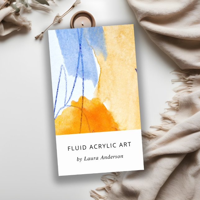 Carte De Visite Artistic Abstrait bleu aquarelle (Créateur téléchargé)