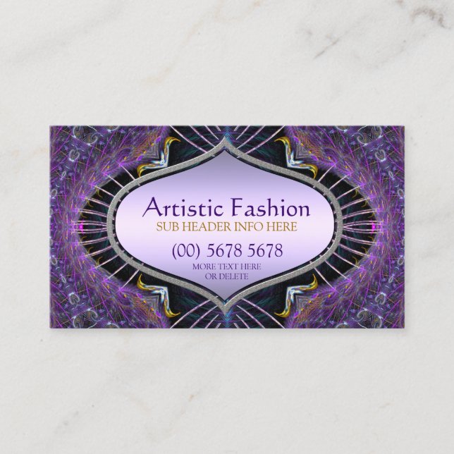 Carte de visite artistique mode art fractal violet (Devant)