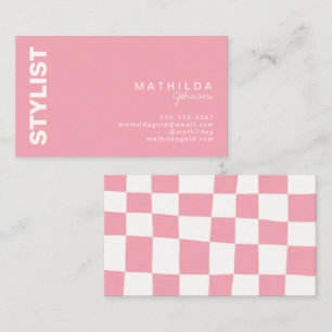 Carte De Visite Artsy Abstrait Retro Blush blanc Checkerboard