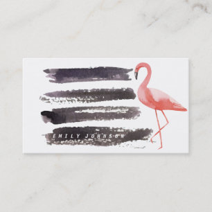 Carte De Visite Artsy Aquarelle rose Flamant rose lignes de pointe