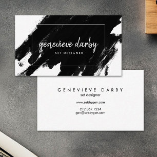 Carte De Visite Artsy Black Paint Stroke Script Abstrait