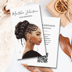 Carte De Visite Artsy Chic Afro American Braids Braiding QR Code