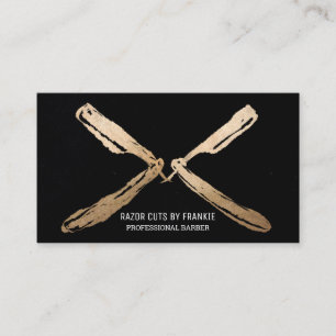 Carte De Visite Artsy moderne Gold Black Razor Blades Barber