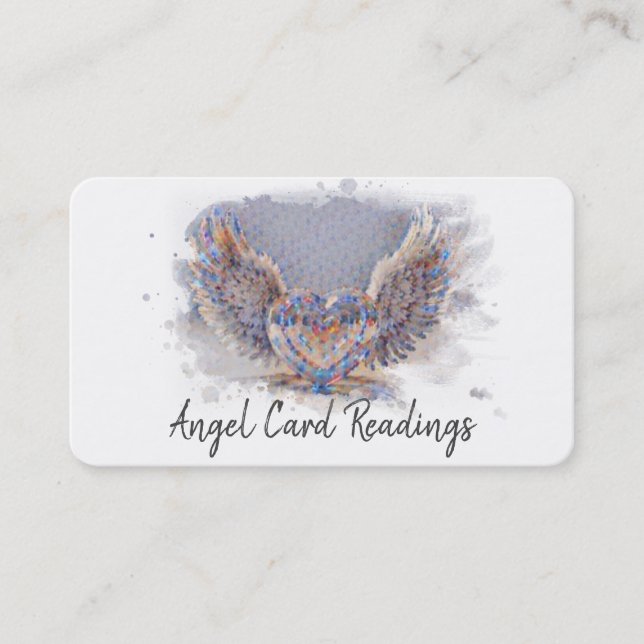 Carte De Visite *~* Artsy Pixelated Heart Angel Wings AP78 QR (Devant)