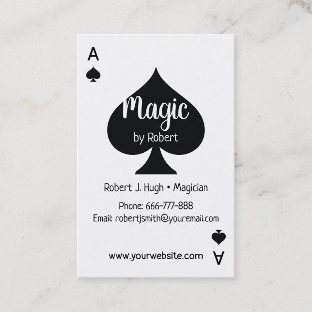 Carte De Visite As de pique Poker (Devant)