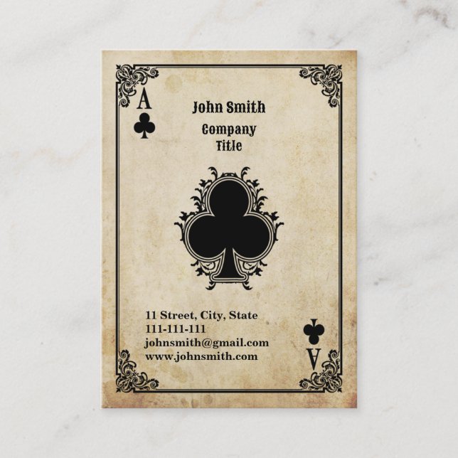 Carte De Visite As de trèfle Grunge (Devant)