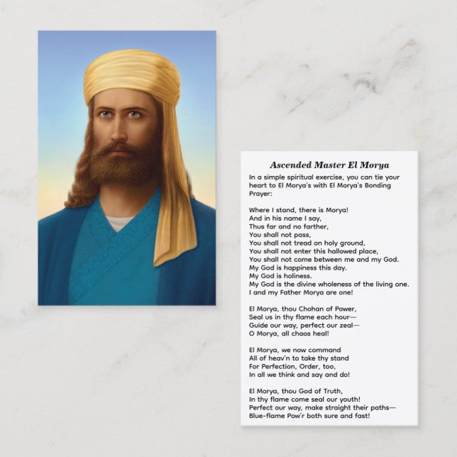 Carte De Visite Ascendant Maître El Morya Seigneur du Premier Ray (Devant / Derrière)